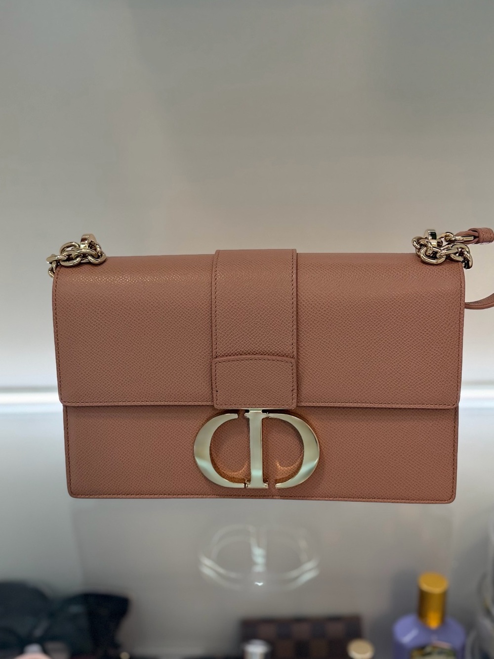 Dior 30 Montaigne Blush Grained Calfskin Chain Bag